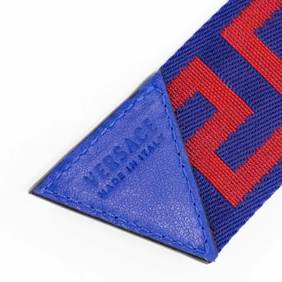 Versace Greca-pattern key lapiz blue adjustable belt (NEW) AUTHENTIC - Picture 6 of 16